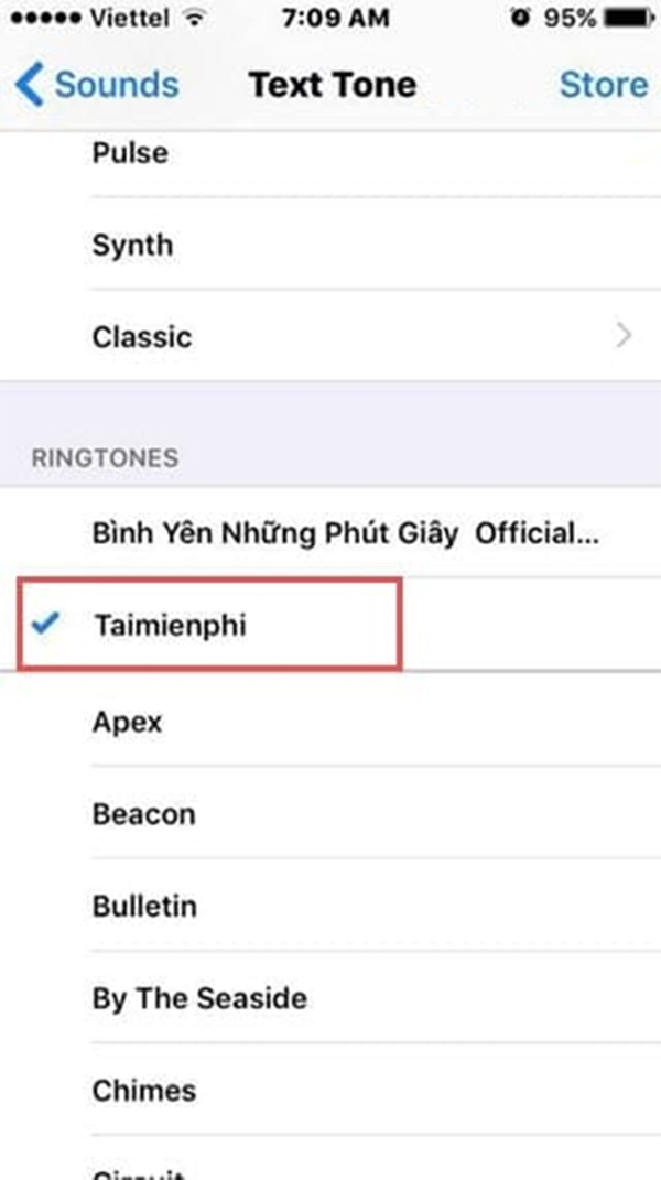 Xuất hiện thông báo Ringtone Export Succussful