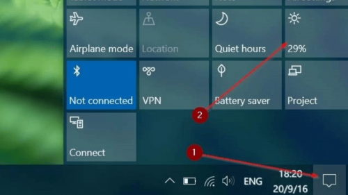 bảng điều khiển action center