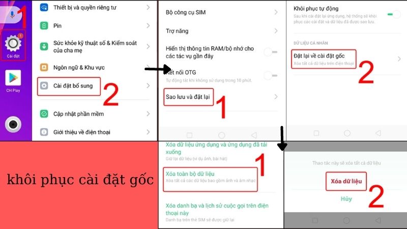 khôi phục cài đặt gốc