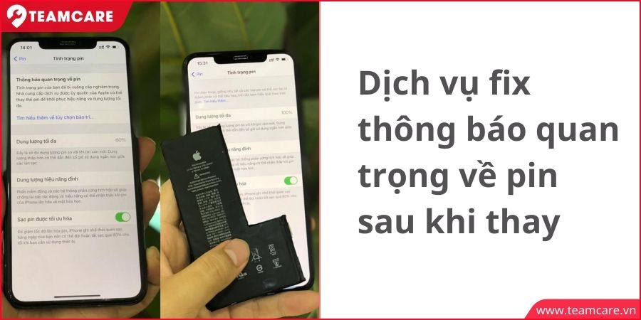 fix thông báo tình trạng pin iphone sau khi thay