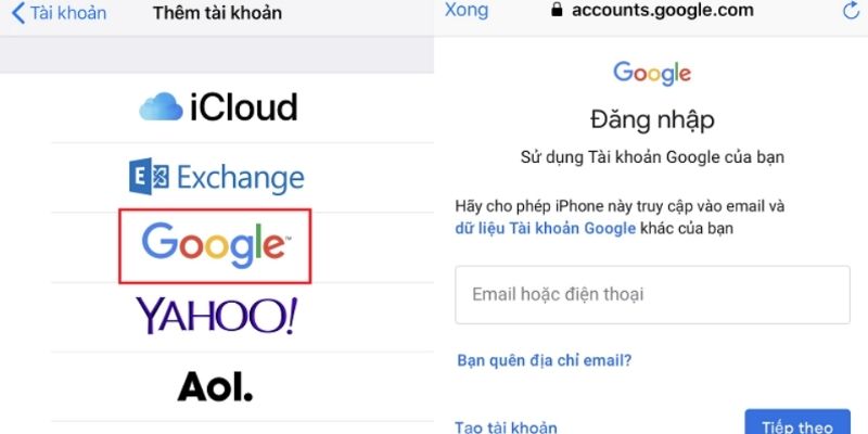 hướng dẫn đăng nhập đồng bộ danh bạ lên gmail