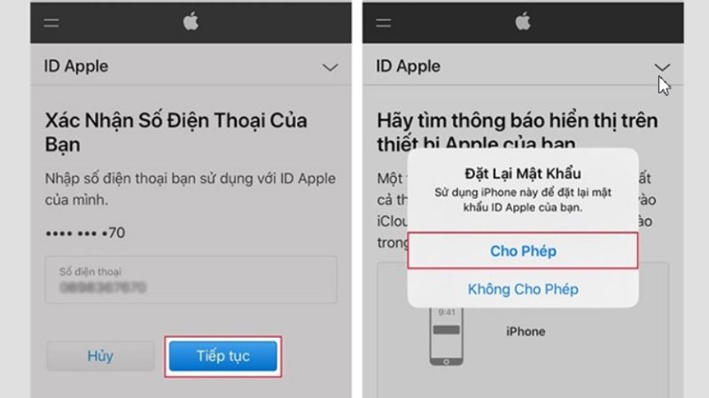 cài đặt lại mật khẩu apple id 
