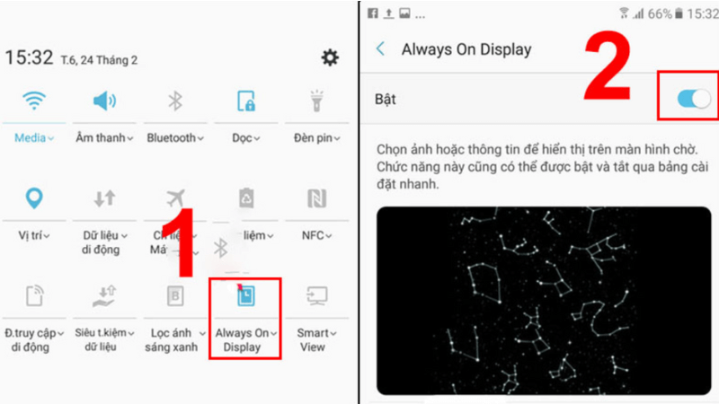 kích hoạt tính năng ở always on display