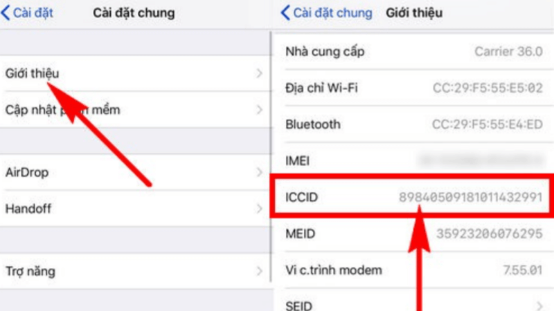 nhận biết iphone lock bằng iccid