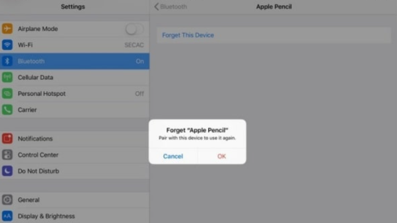 quên thiết bị apple pencil