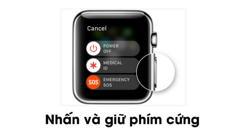 reset apple watch bằng phím cứng