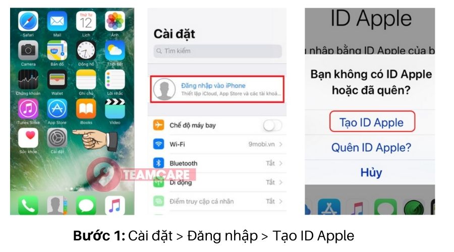 tạo tài khoản apple id trên iphone - bước 1
