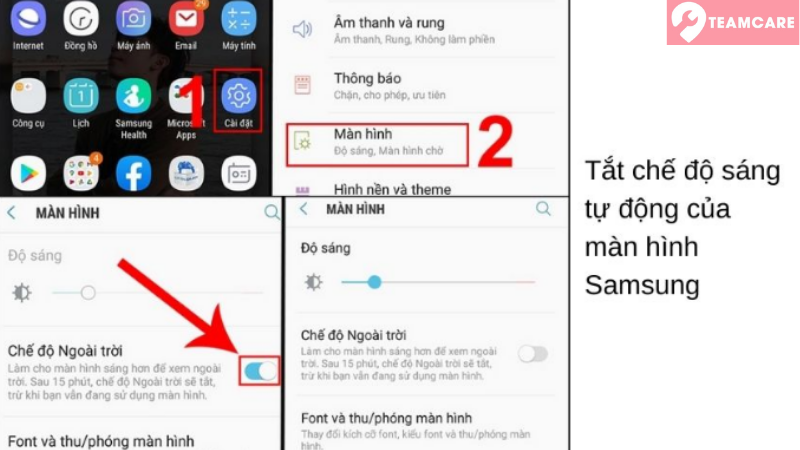 tắt chế độ sáng tự động của màn hình samsung