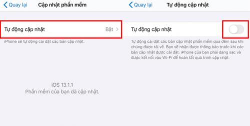Tắt chế độ tự update trên iphone