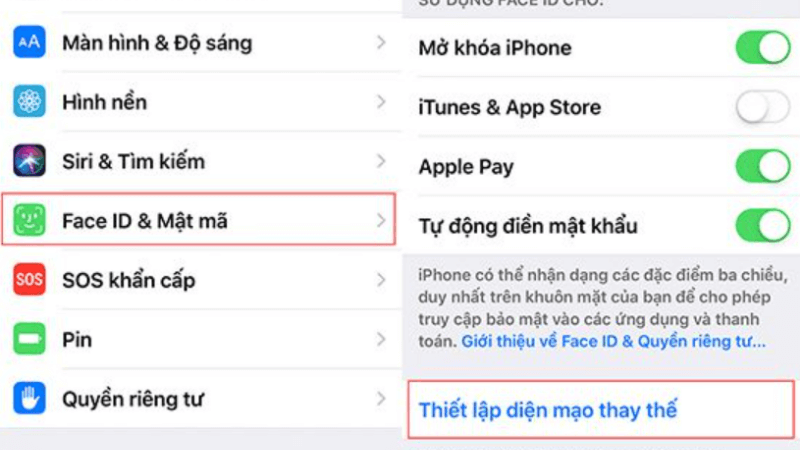 thiết lập diện mạo thay thế
