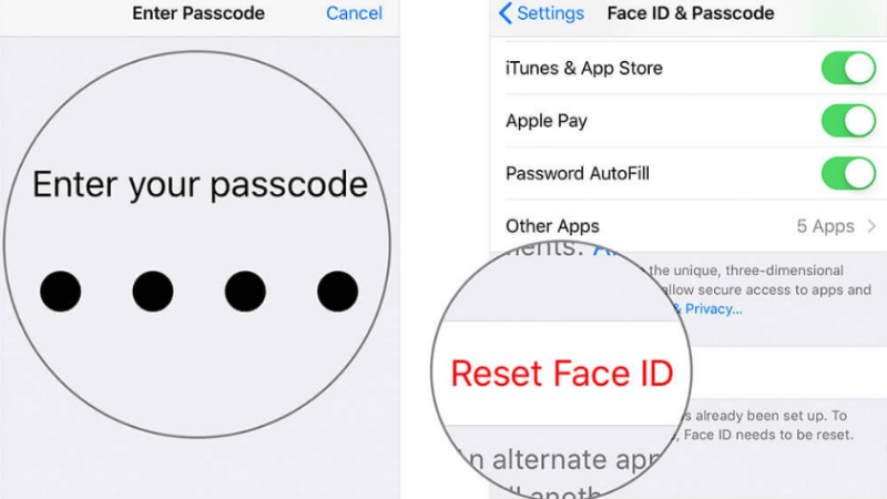 thiết lập lại face id
