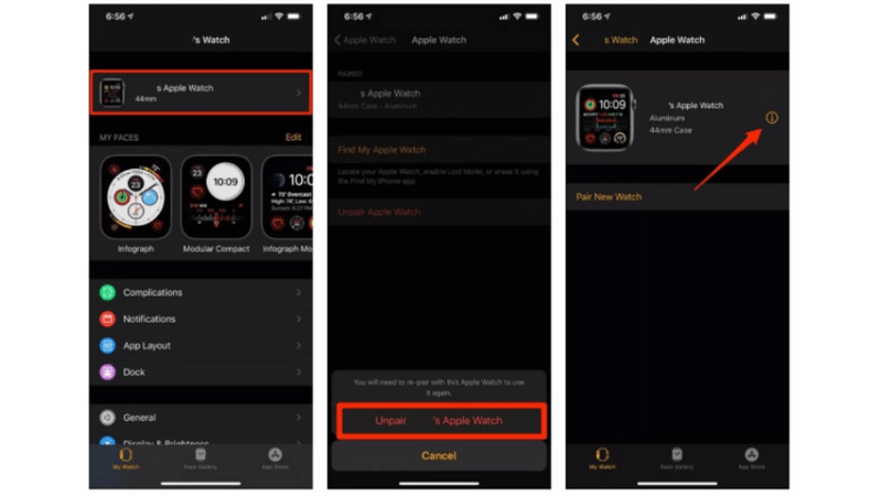 thoát icloud trên apple watch bằng iphone