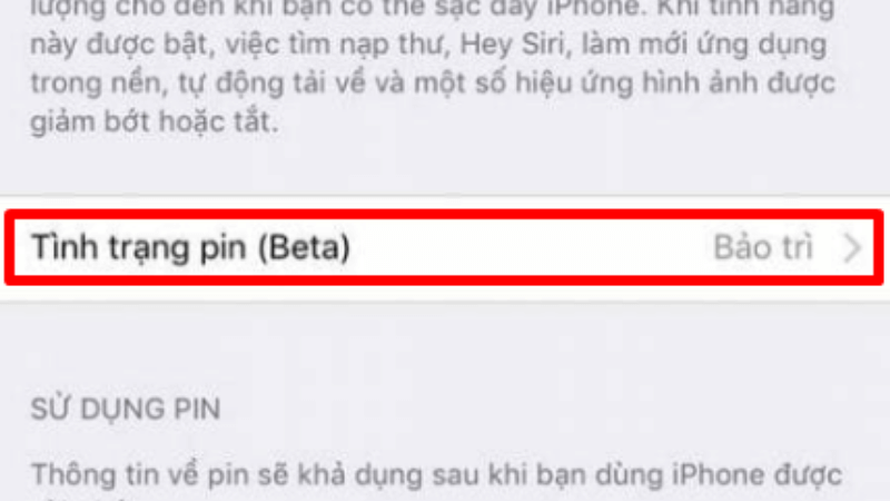 tình trạng pin iphone báo bảo trì
