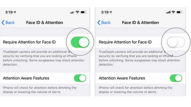 vô hiệu hóa tính năng aware chú ý